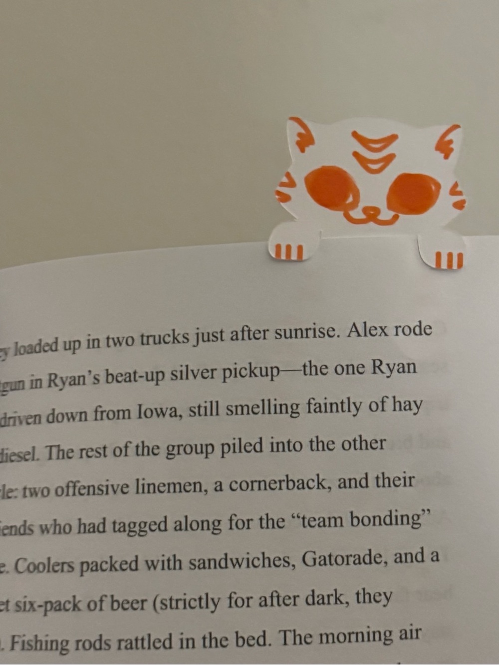 Orange Cat Bookmark placeholder reading cute hanging paws handmade original
